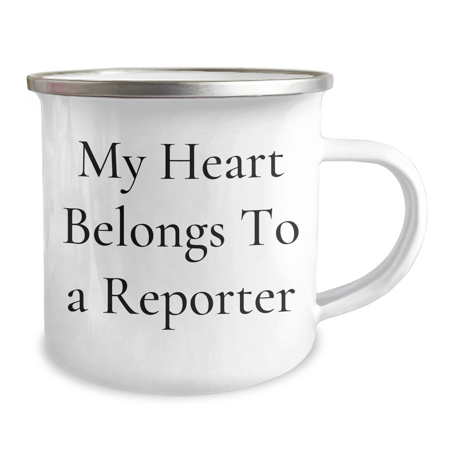 Funny Reporter Gifts for Men from Dad, My Heart Belongs To A Reporter Camping Mug for Father's Day - Image 2