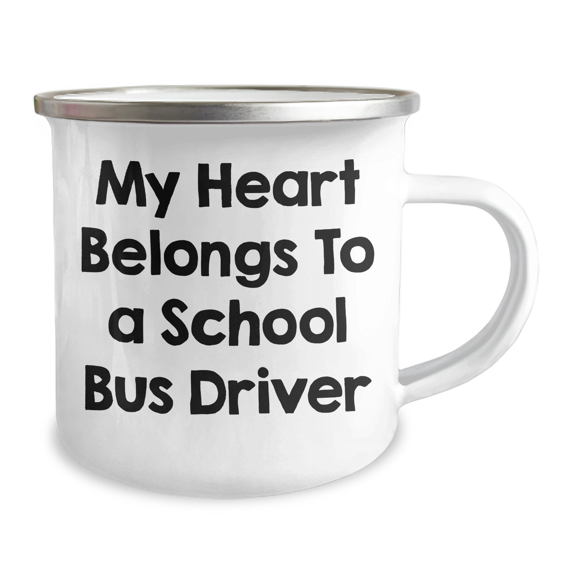 Funny School Bus Driver Gifts - My Heart Belongs To A School Bus Driver Stainless Steel Camping Mug, Perfect for Father's Day Unique Gifts from Men to School Bus Driver - Image 2