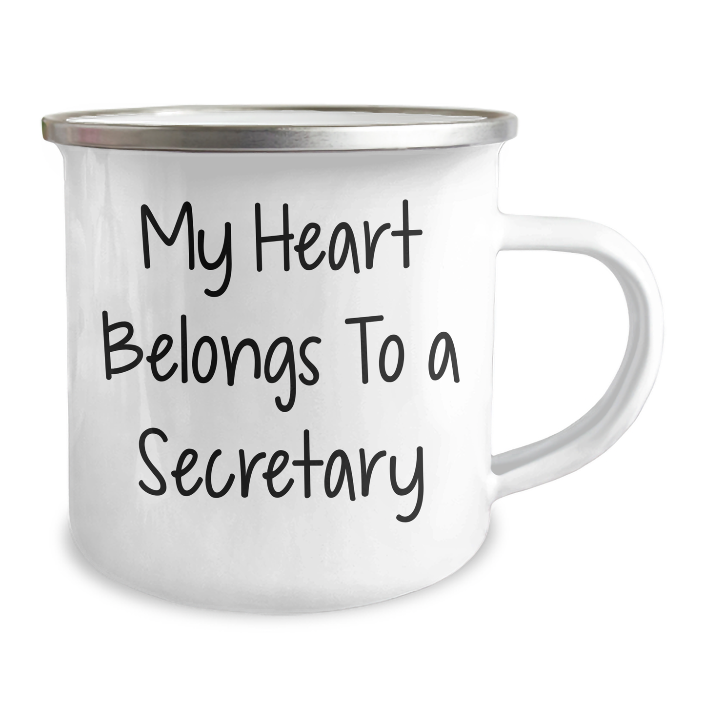 Funny My Heart Belongs To A Secretary Secretary Gifts for Dad Stainless Steel Camping Mug, 12 oz, Perfect for Father's Day Unique Gifts from Friends and Family - Image 2