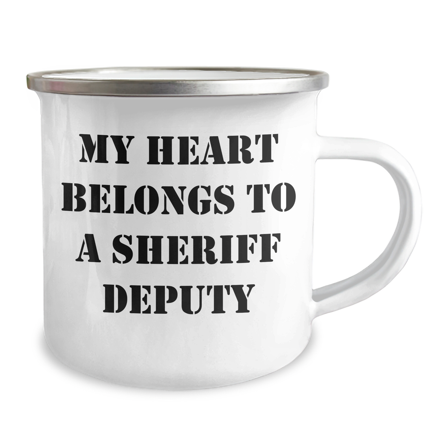 Funny Sheriff Deputy Gifts, My Heart Belongs To A Sheriff Deputy, Camping Mug for Father's Day, Gifts from Family for Sheriff Deputy - Image 2
