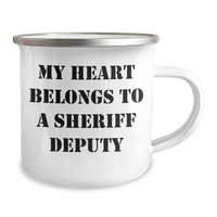 Load image into Gallery viewer, Funny Sheriff Deputy Gifts, My Heart Belongs To A Sheriff Deputy, Camping Mug for Father&#39;s Day, Gifts from Family for Sheriff Deputy - Image 2
