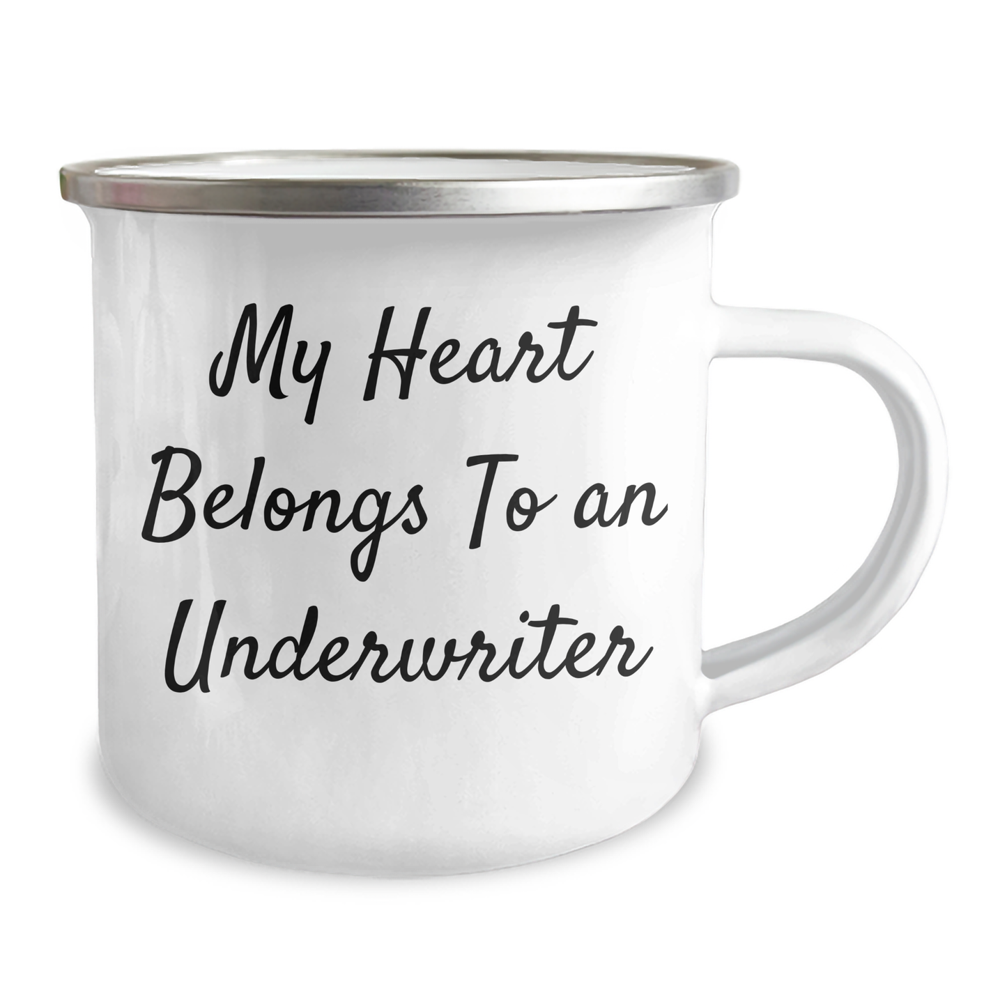 Funny Underwriter Gifts from Men, Unique My Heart Belongs To An Underwriter Camping Mug for Underwriter, Father's Day Unique Gifts - Image 2