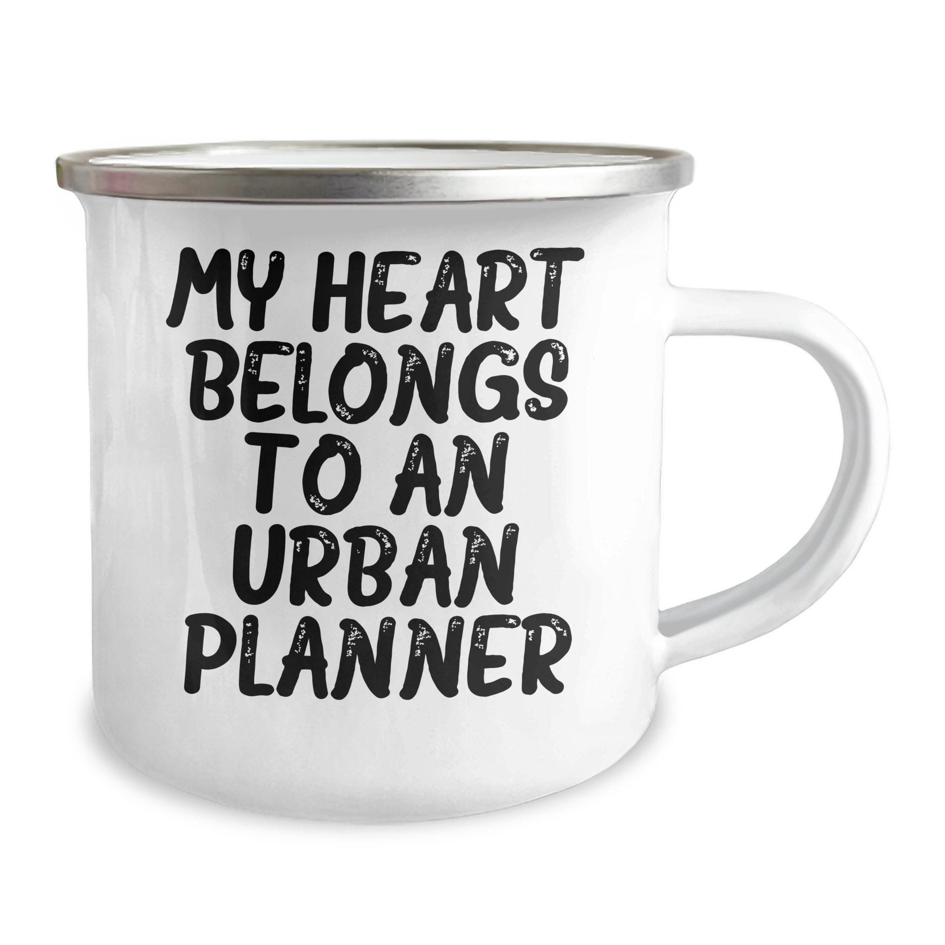 Funny Urban Planner Gifts for Men, 'My Heart Belongs To An Urban Planner' Enamel Camping Mug, Unique Father's Day Unique Gifts from Men to Family - Image 2