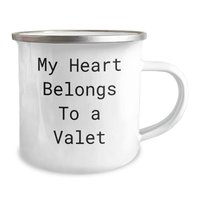 Load image into Gallery viewer, Funny Valet Gifts from Men - My Heart Belongs To A Valet Quote on Camping Mug for Him, Unique Father&#39;s Day Unique Gifts for Valet Lovers - Image 2
