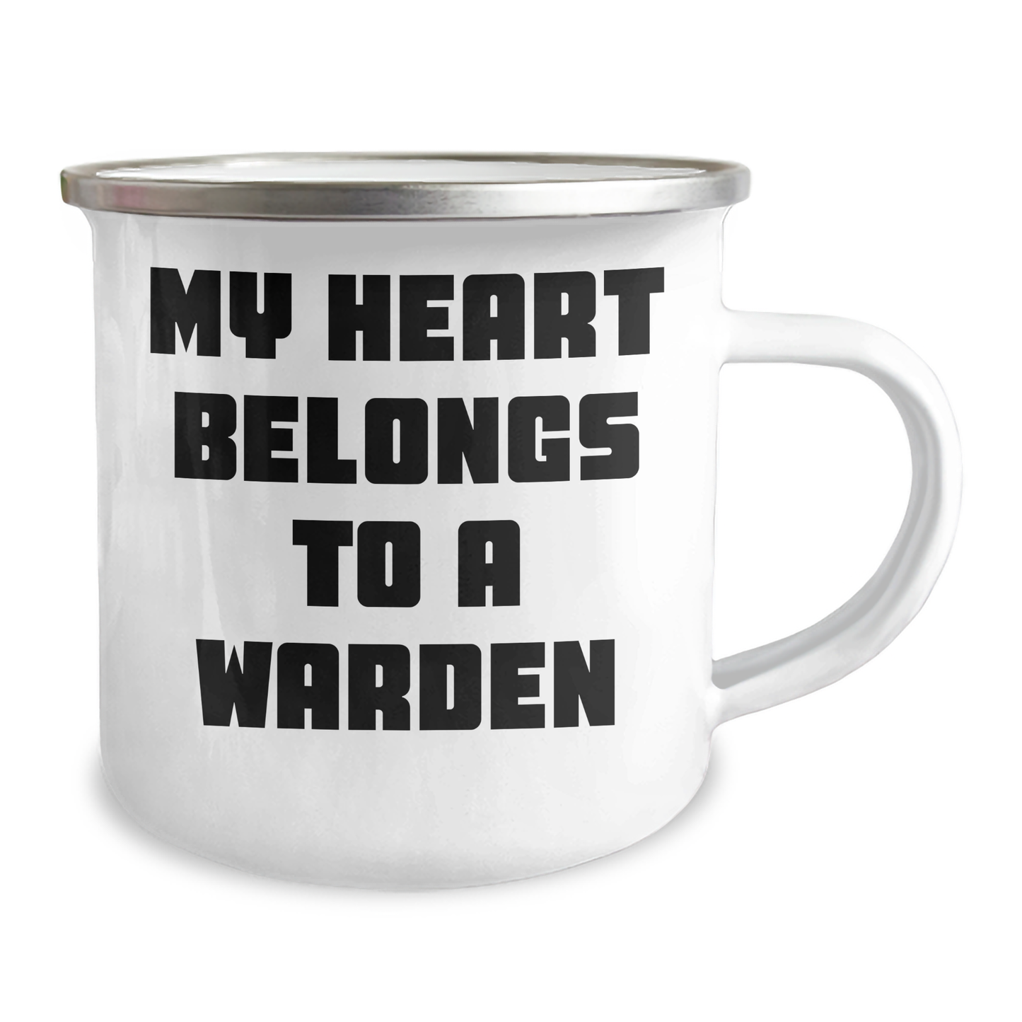 Funny Warden Gifts from Friends, Unique Camping Mug for Father's Day - My Heart Belongs To A Warden - Image 2