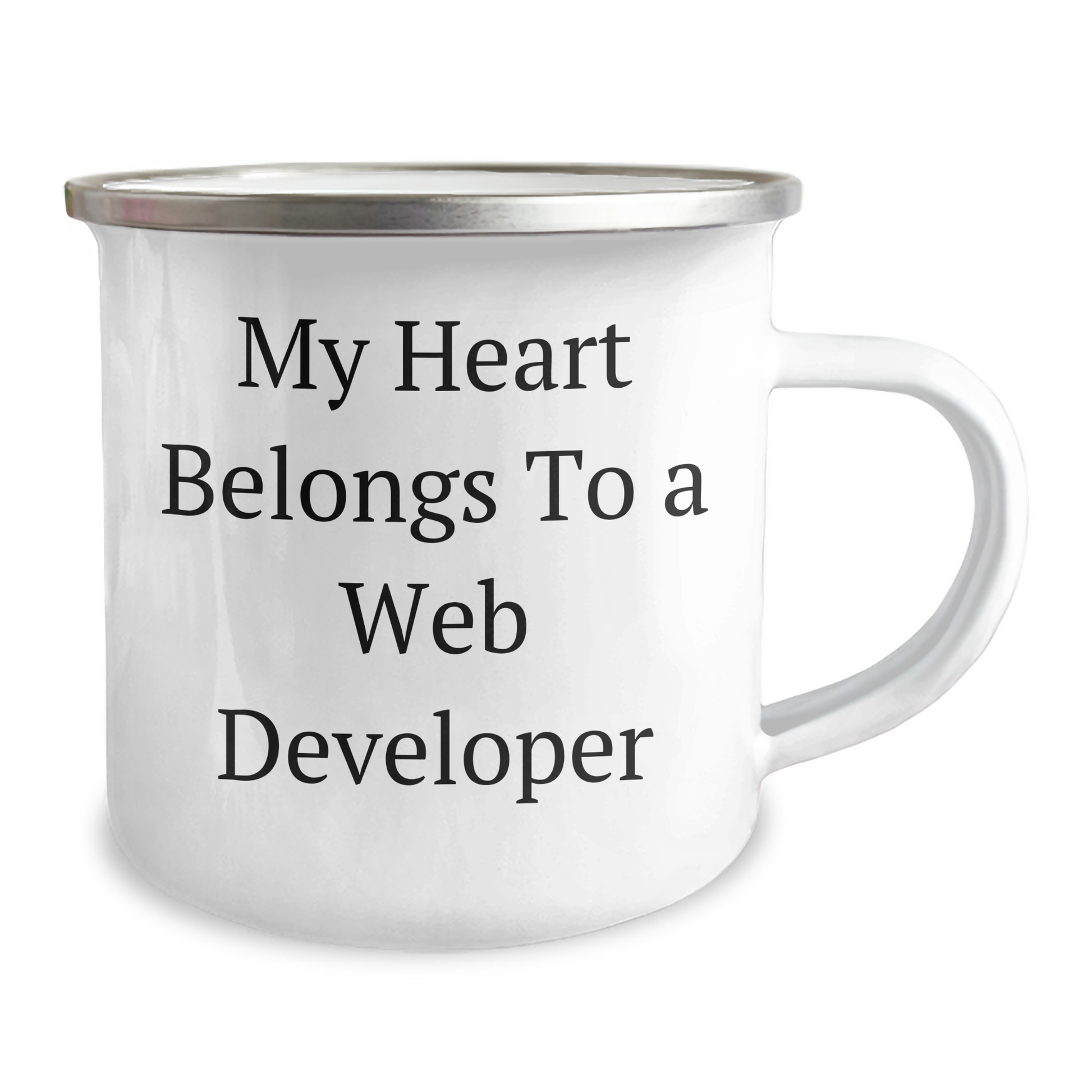 Funny Web Developer Gifts, My Heart Belongs To A Web Developer, Camping Mug for Father's Day, Gifts from Men to Web Developers, Unique Presents for Web Developer Friends - Image 2