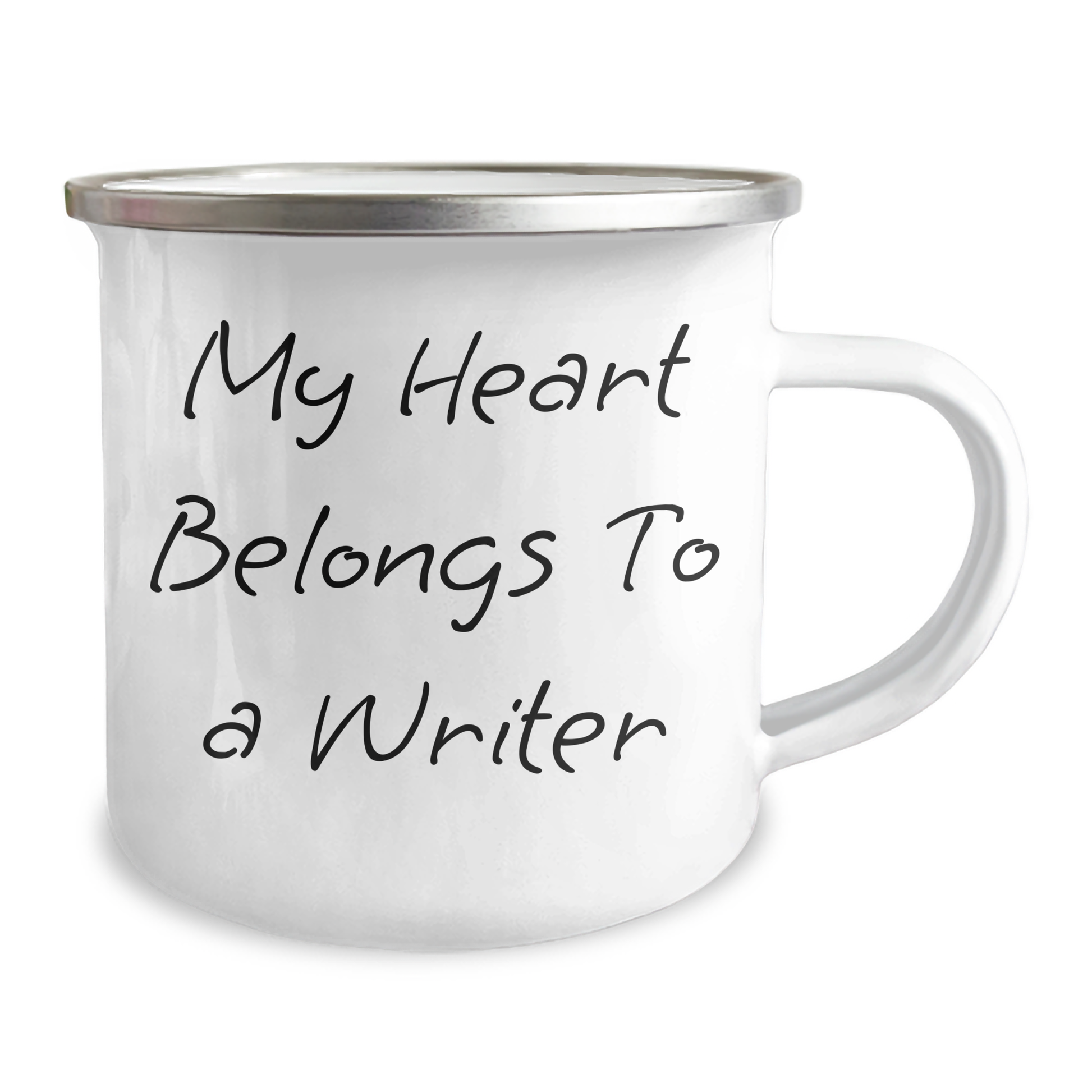 Funny Writer Gifts from Dad - My Heart Belongs To A Writer, 12 oz Camping Mug for Writers, Father's Day Unique Gifts for Men, Family, Friends - Image 2