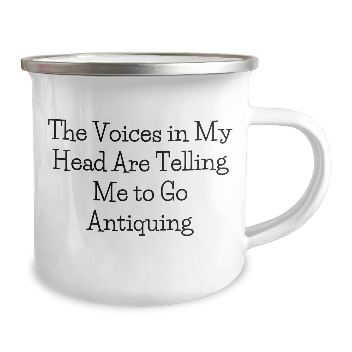Funny Antiquing Gifts for Men from Family - 'The Voices In My Head' Quote on Camping Mug - Image 2