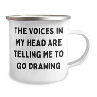 Load image into Gallery viewer, Funny Drawing Quotes Gifts for Men - &#39;The Voices In My Head Are Telling Me To Go Drawing&#39; - Camping Mug for Father&#39;s Day from Family - Image 2
