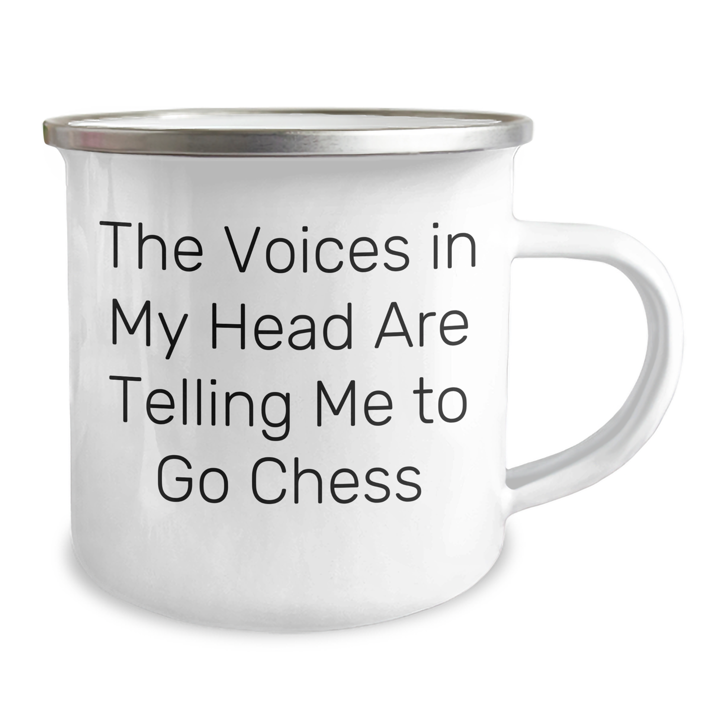 Funny Chess Quotes Camping Mug, Gifts from Men for Chess Lovers on Father's Day - 'The Voices In My Head Are Telling Me To Go Chess' - Image 2