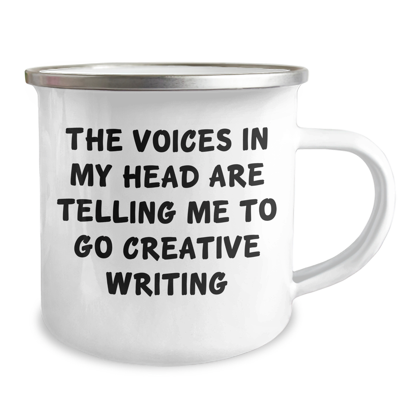 Creative Writing Inspiration Gifts from Friends - 'The Voices In My Head Are Telling Me To Go Creative Writing' Funny Camping Mug for Men and Women - Image 2