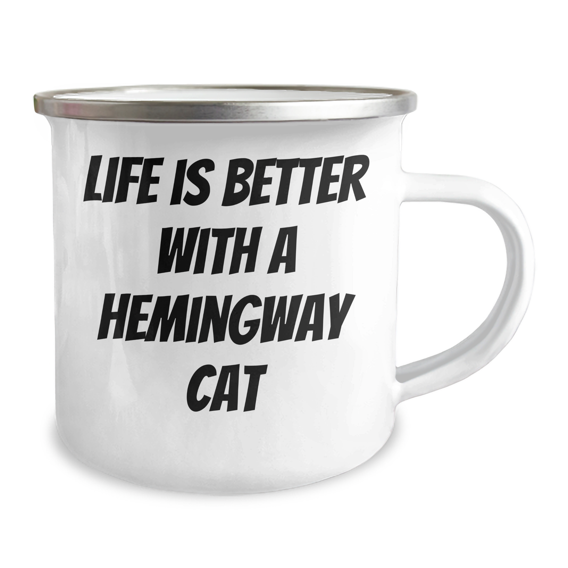 Funny Hemingway Cat Gifts for Him - 'Life Is Better With A Hemingway Cat' Camping Mug from Friends, Coworkers, or Family for Father's Day - Image 2