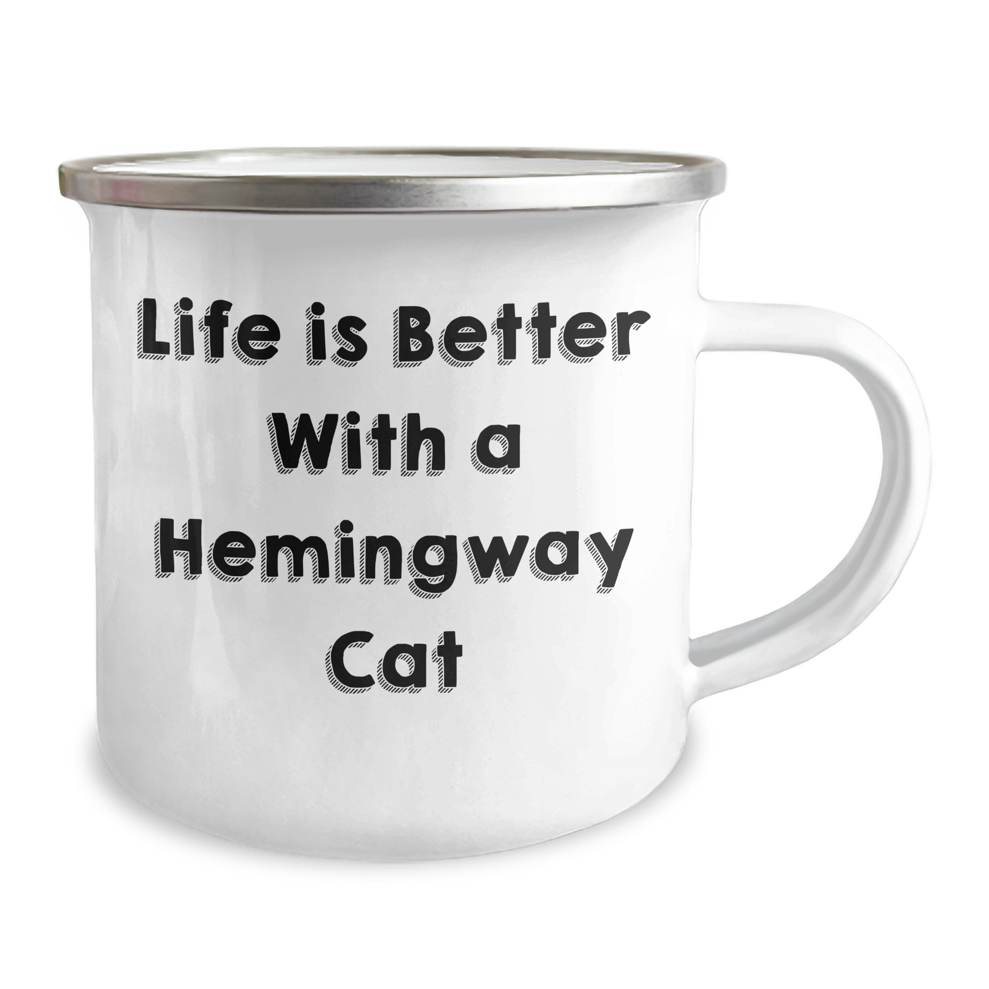 Funny Hemingway Cat Gifts for Men from Dad - Life Is Better With A Hemingway Cat, 12 oz Camping Mug - Image 2