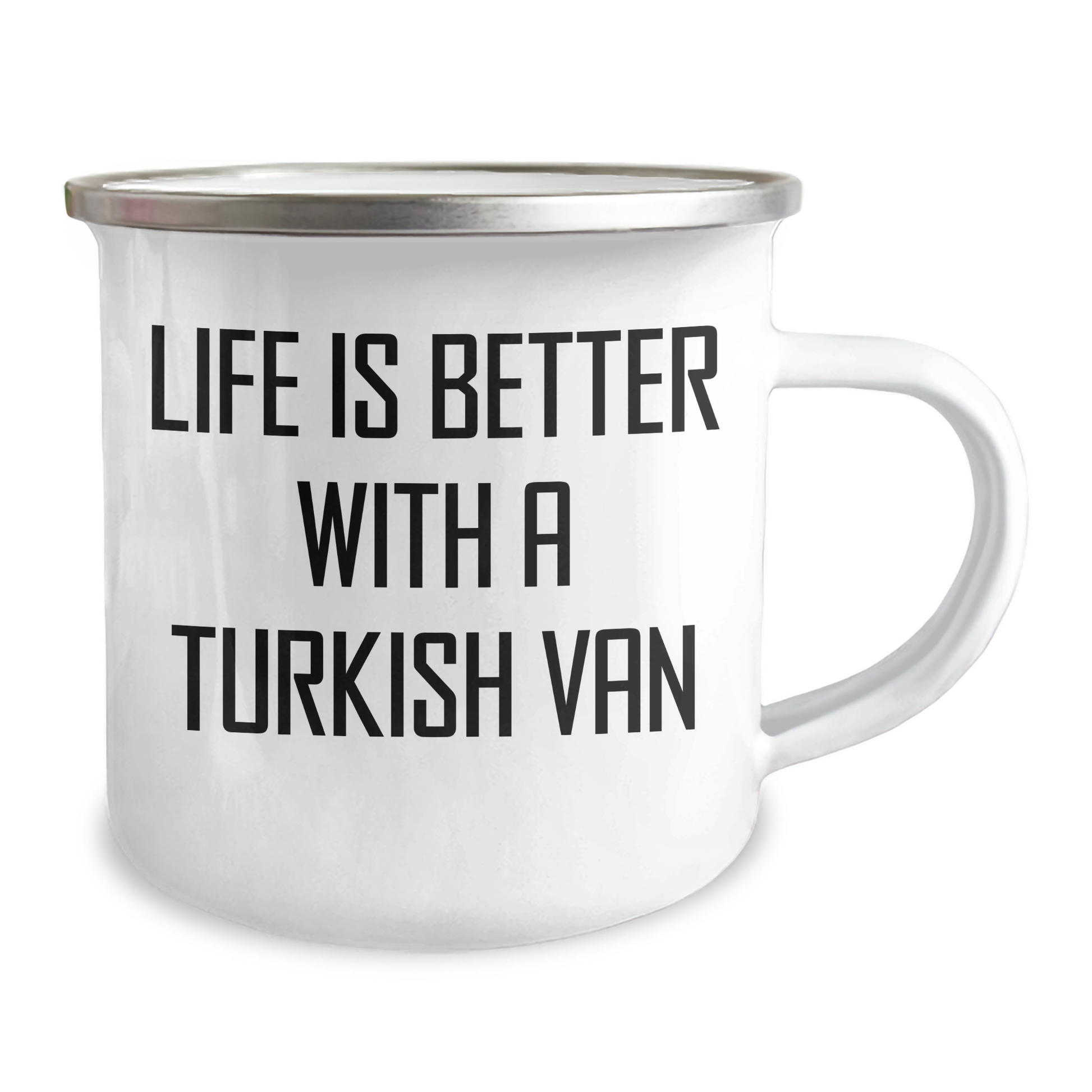 Gifts from Friends for Turkish Van Cat Lovers - Life Is Better With A Turkish Van Camping Mug, Stainless Steel with Enamel Finish, 12 oz - Image 2