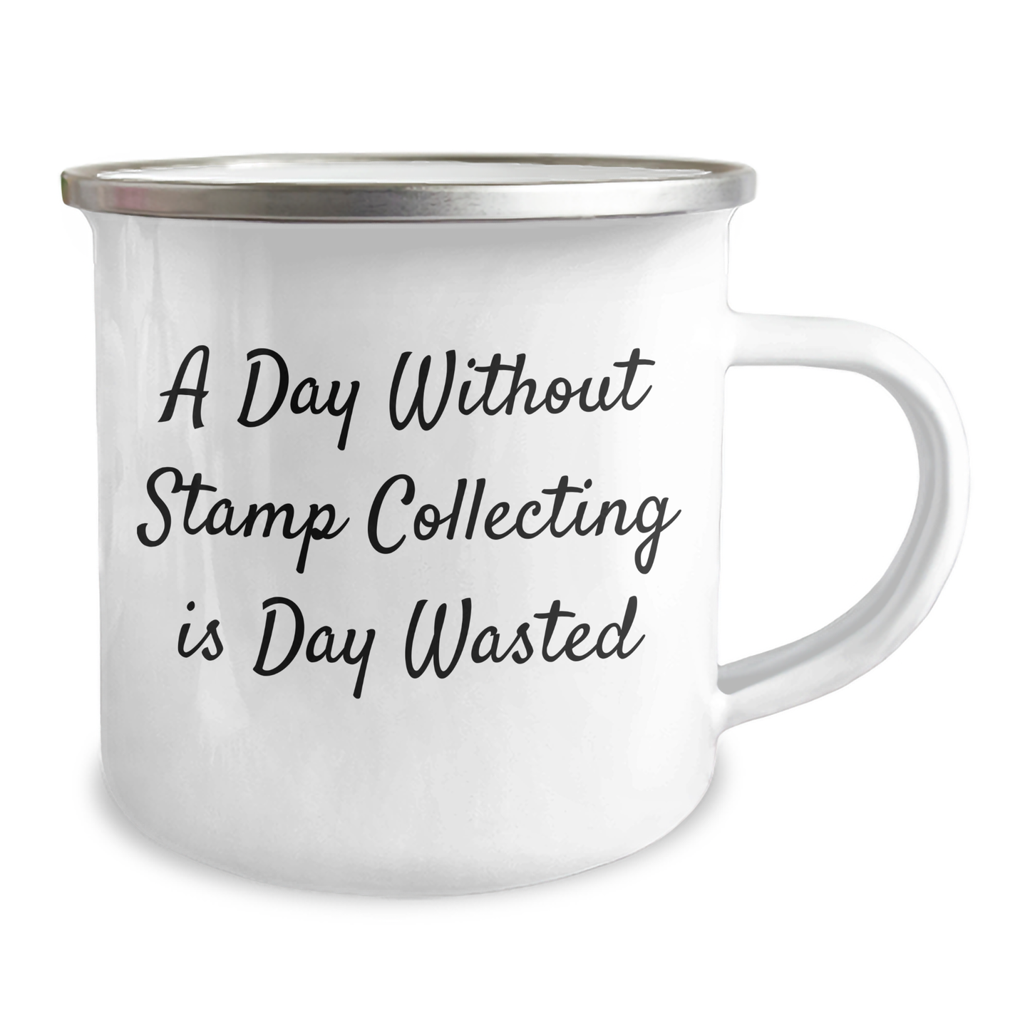 Stamp Collecting Gifts for Him, Funny Camping Mug for Dad's Day, 'A Day Without Stamp Collecting Is Day Wasted' - Image 2