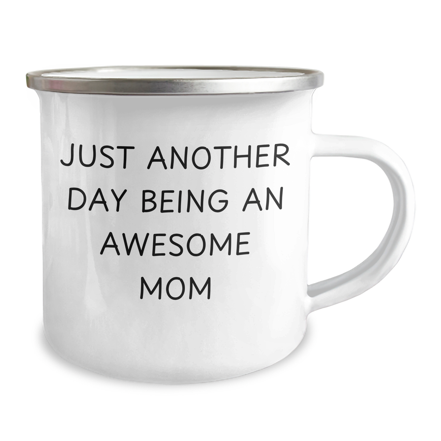 Awesome Mom Funny Camping Mug, Gifts from Mom to Her Awesome Person on Father's Day, 'Just Another Day Being An Awesome Mom' Quote, 12 oz Capacity, Stainless Steel with Enamel Finish - Image 2