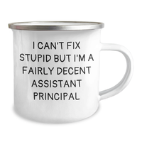 Load image into Gallery viewer, Funny Assistant Principal Gifts from Men to Mother&#39;s Day Unique Gifts for Assistant Principals - I Can&#39;t Fix Stupid But I&#39;m A Decent Assistant Principal Camping Mug - Image 2
