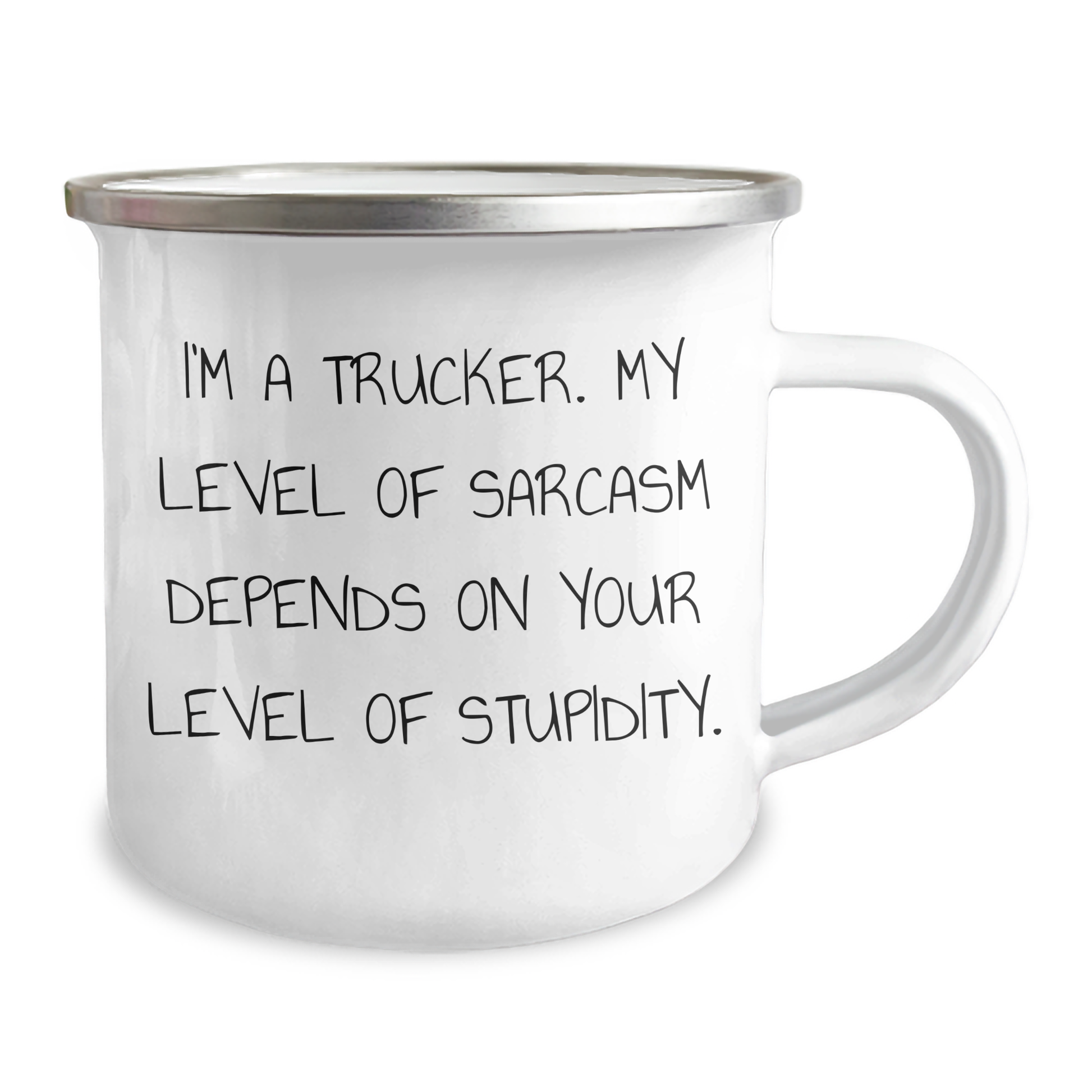 Trucker Humor Gifts from Friends - Funny Camping Mug for Father's Day, Unique Trucker Gifts for Men, 'I'm A Trucker. My Level Of Sarcasm Depends On Your Level Of Stupidity.' - Image 2