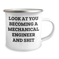 Load image into Gallery viewer, Mechanical Engineer Gifts, Funny Quote Camping Mug for Graduation, Unique Presents from Friends, Coworkers or Family - Celebrate Achievement - Image 2
