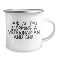 Load image into Gallery viewer, Funny Veterinarian Gifts for Men - Camping Mug with &#39;Look At You Becoming A Veterinarian And Shit&#39; Quote, Gifts from Family for Father&#39;s Day - Image 2
