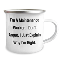 Load image into Gallery viewer, Funny Maintenance Worker Camping Mug Gifts from Family for Dad&#39;s Special Day, &#39;I&#39;m Right&#39; Humor, 12 oz Stainless Steel - Image 2
