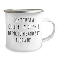 Load image into Gallery viewer, Funny Quilter Gifts for Friends, Coworkers, or Family - Camping Mug with Funny Quote, Graduation Unique Gifts from Friends, 12 oz Stainless Steel Enamel Finish - Image 2

