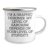 Load image into Gallery viewer, Graphic Designer Gifts for Mom - Funny Sarcasm Camping Mug, 12 oz Stainless Steel with Enamel Finish, Gifts from Family to Graphic Designer, Perfect for Mother's Day - Image 2
