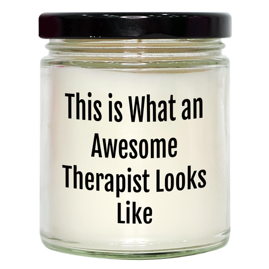 Therapist Gifts for Father's Day | This Is What An Awesome Therapist Looks Like | Funny Vanilla Soy Candle | Unique Father's Day Unique Gifts from Daughter to Dad - Image 1