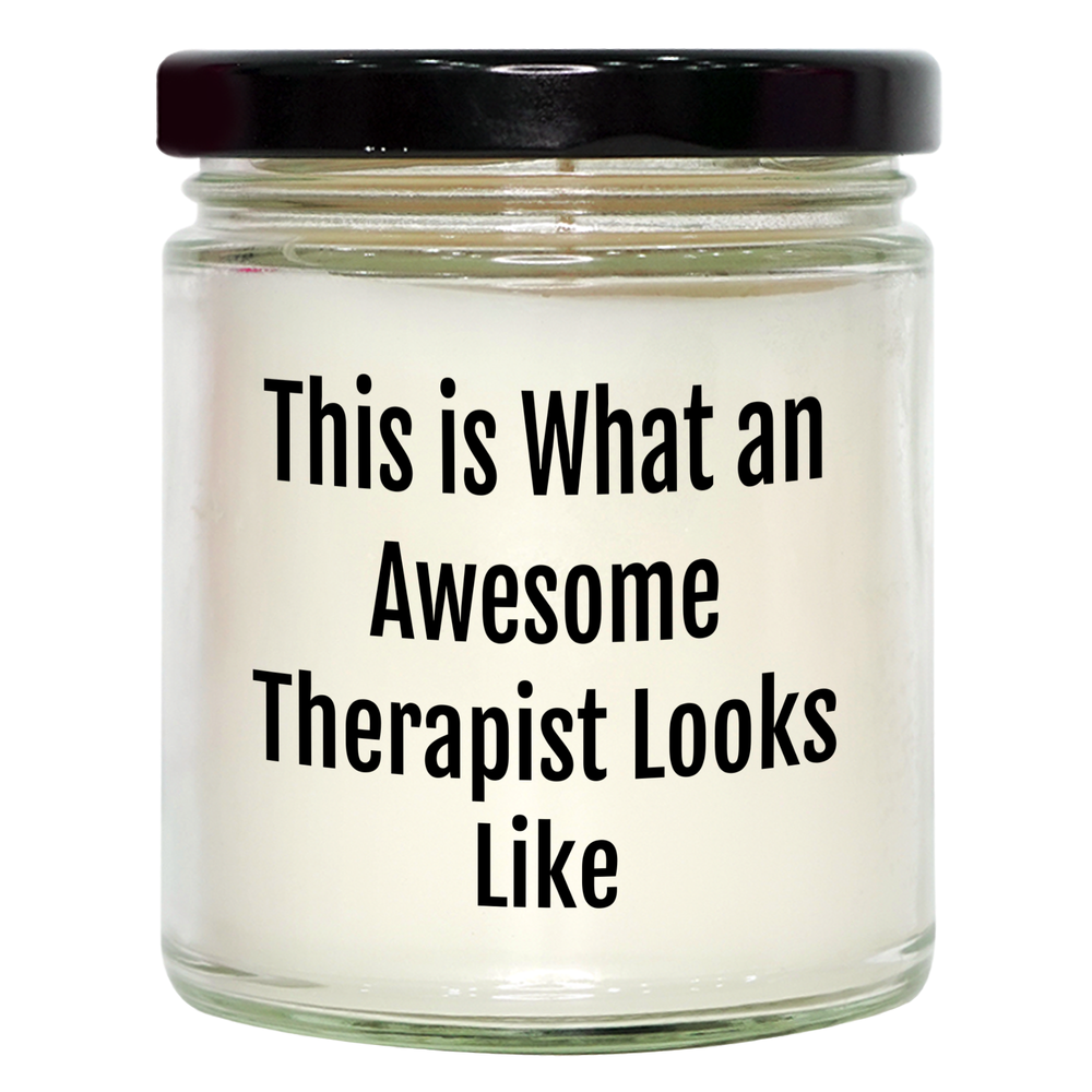 Therapist Gifts for Father's Day | This Is What An Awesome Therapist Looks Like | Funny Vanilla Soy Candle | Unique Father's Day Unique Gifts from Daughter to Dad - Image 1