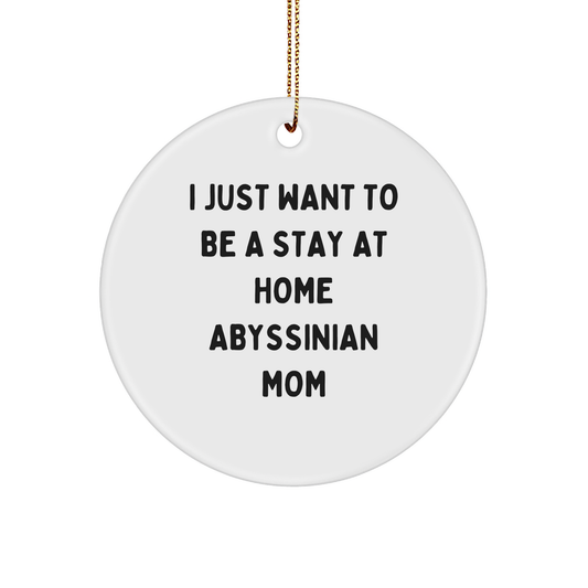 Abyssinian Cat Mom's Funny Gift, 'I Just Want To Be A Stay At Home Abyssinian Mom' Circle Ornament Gifts from Mom to Abyssinian Cat Lovers, Perfect for Christmas Unique Gifts - Image 1