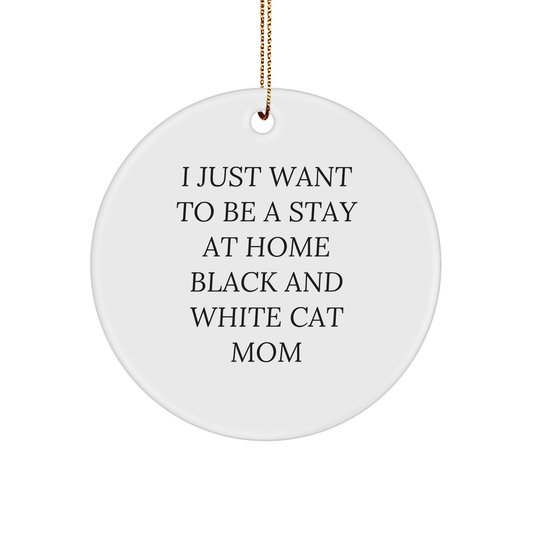 Funny Black and White Cat Mom Circle Ornament, Gifts from Mom to Black and White Cat, Christmas Unique Presents - Image 1