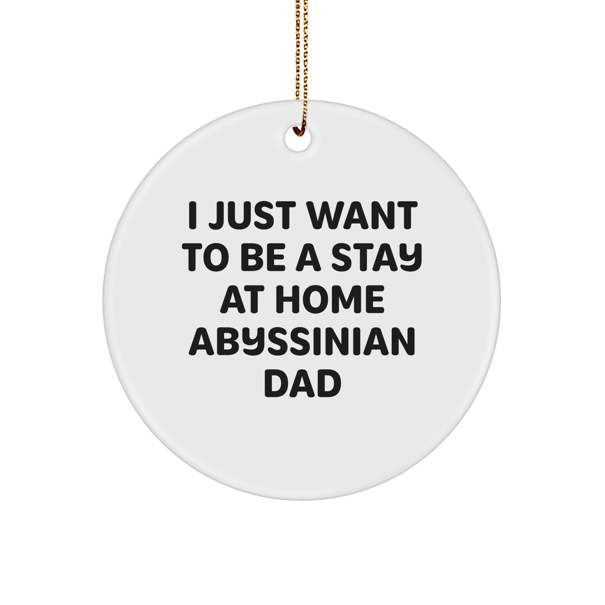 Unique Gifts for Christmas: Abyssinian Cat Dad Humor - Funny Stay at Home Father Gift for Daughter or Son - 3-Inch Sturdy MDF Ornament with Gold Tone String - Image 1