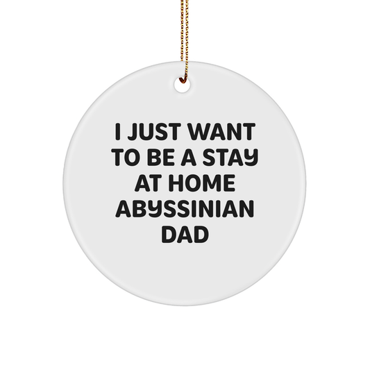 Unique Gifts for Christmas: Abyssinian Cat Dad Humor - Funny Stay at Home Father Gift for Daughter or Son - 3-Inch Sturdy MDF Ornament with Gold Tone String - Image 1