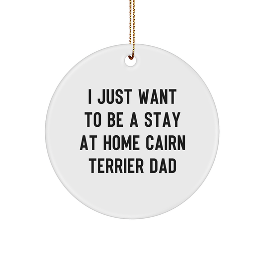 Funny Cairn Terrier Dog Gifts from Men to Friends - 'I Just Want To Be A Stay At Home Cairn Terrier Dad' Circle Ornament for Christmas - Image 1