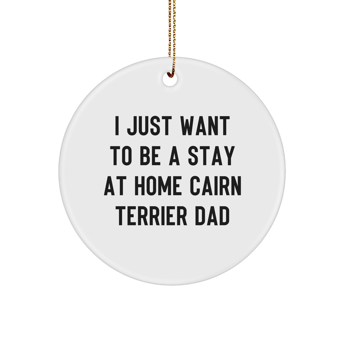 Funny Cairn Terrier Dog Gifts from Men to Friends - 'I Just Want To Be A Stay At Home Cairn Terrier Dad' Circle Ornament for Christmas - Image 1