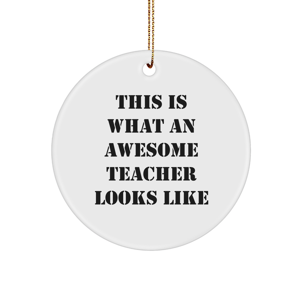 This Is What An Awesome Teacher, Teacher Circle Ornament, Teacher Gifts, Christmas Unique Gifts for Teachers from Students or Parents, 3-Inch Funny Teacher Ornaments - Image 1