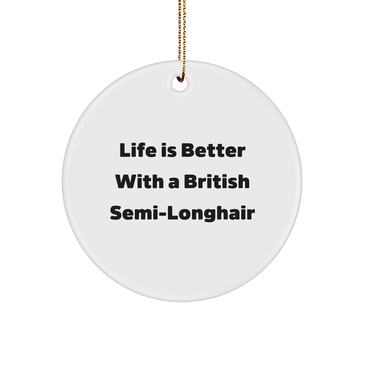 British Semi-Longhair Cat Circle Ornament, Life Is Better With A British Semi-longhair, Christmas Unique Gifts from Family to Friends - Image 1