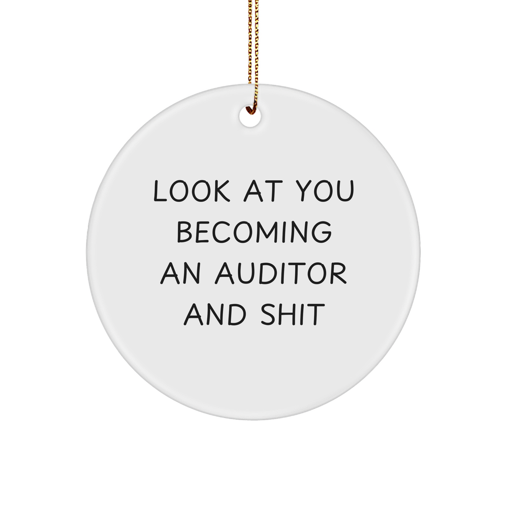 Auditor Circle Ornament Gifts from Friends for Christmas Fun - Look At You Becoming An Auditor And Shit - Image 1