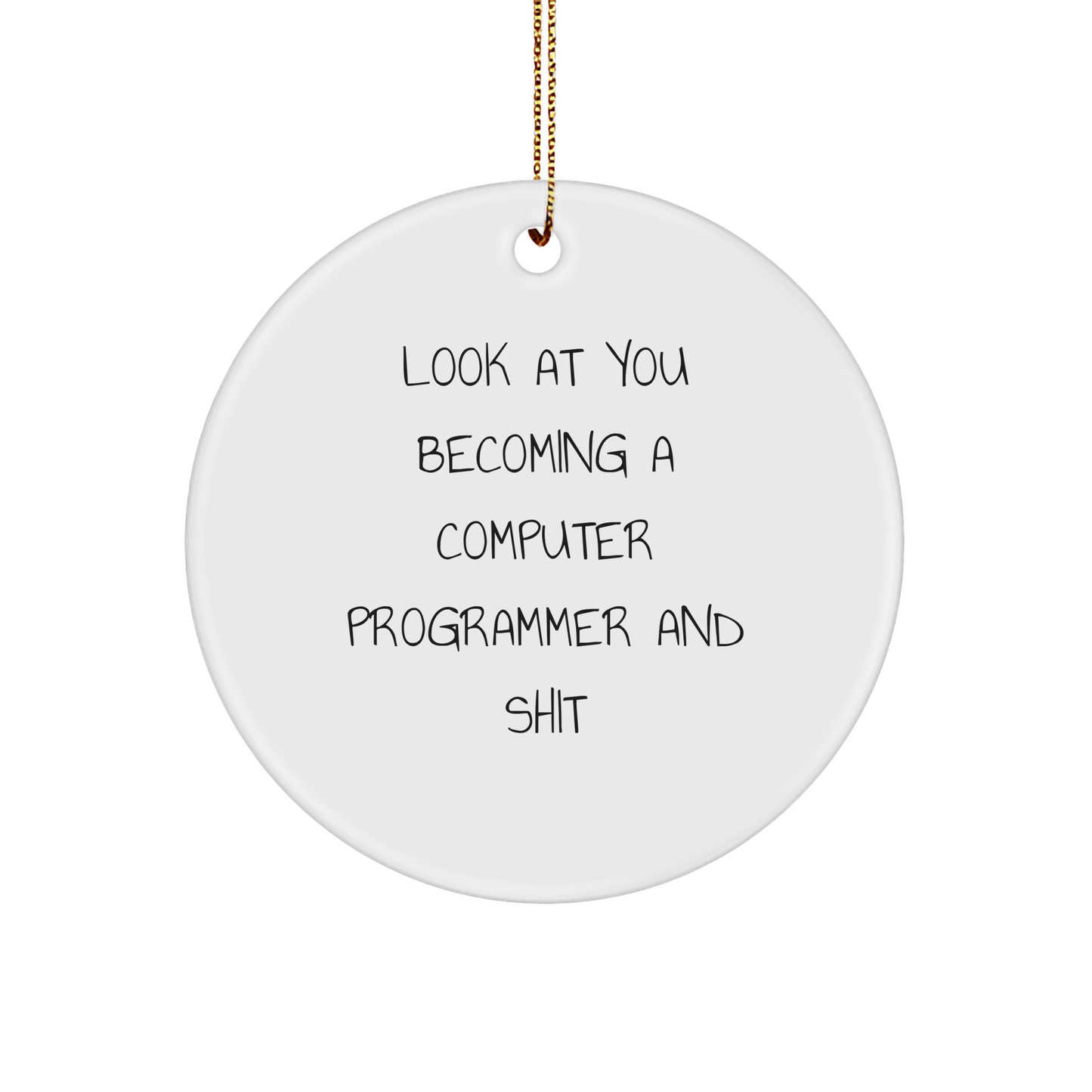 Funny Computer Programmer Gifts, 'Look At You Becoming A Computer Programmer And Shit' Circle Ornament Gifts from Friends - Image 1