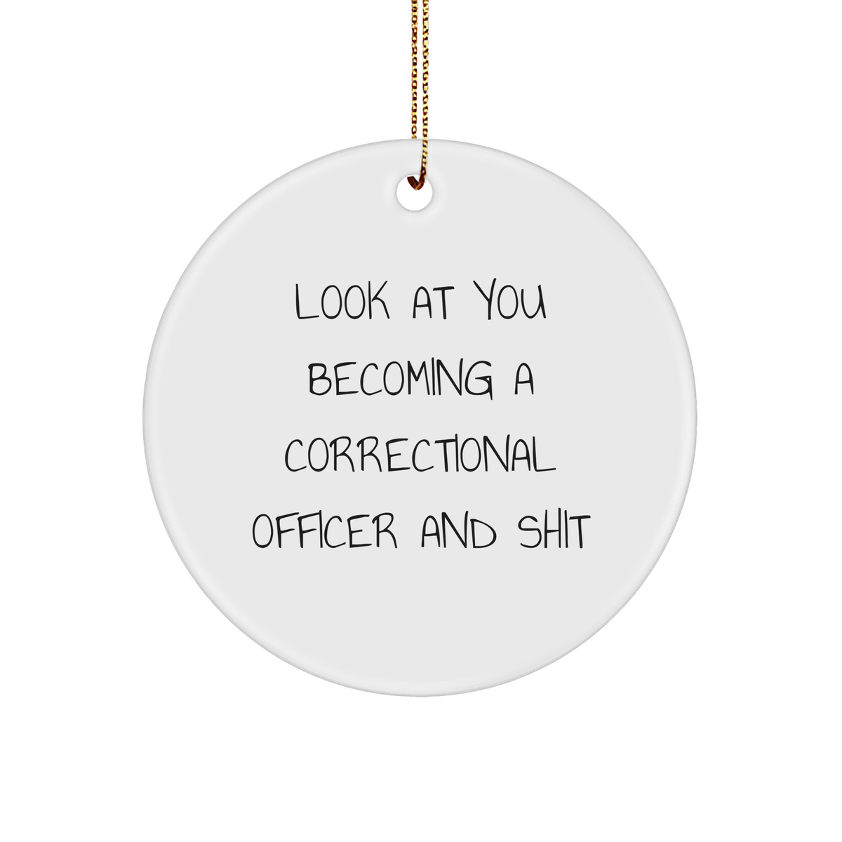 Funny Correctional Officer Gifts for Men Friends Coworkers from 'Look At You Becoming A Correctional Officer And Shit' Circle Ornament, Christmas Unique Presents for Officers - Image 1
