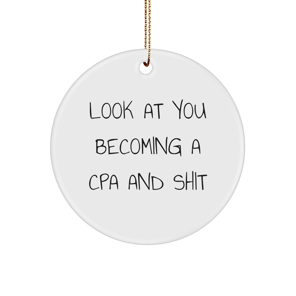 Look At You Becoming A CPA and Shit, Funny Christmas Circle Ornament, CPA Gifts from Friends and Family - Image 1