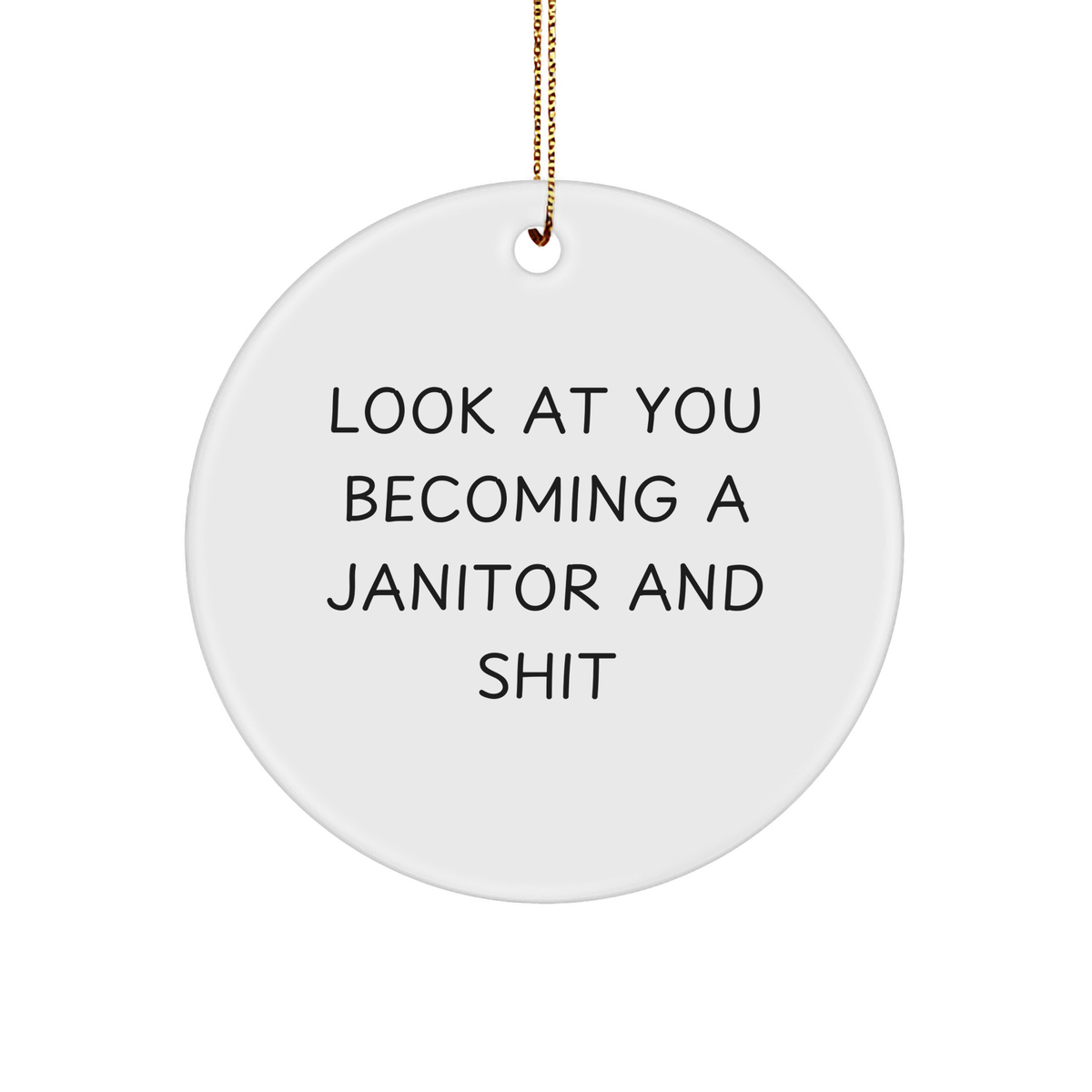 Funny Janitor Gifts, Circle Ornament, Look At You Becoming, Unique Christmas Unique Gifts from Family to Janitor, for Men, Women, Friends, Coworkers - Image 1