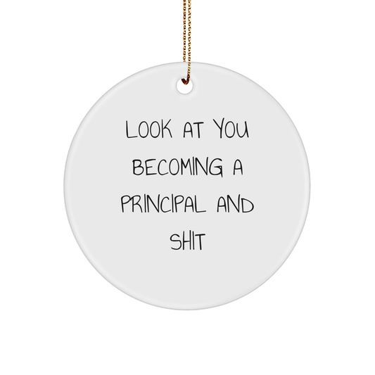Funny Principal Ornament Gifts: Look at You Becoming a Principal and Shit - Unique Christmas Unique Gifts for Principals, Funny Educational Gifts for Teachers, Graduation Gifts for Principals - Image 1