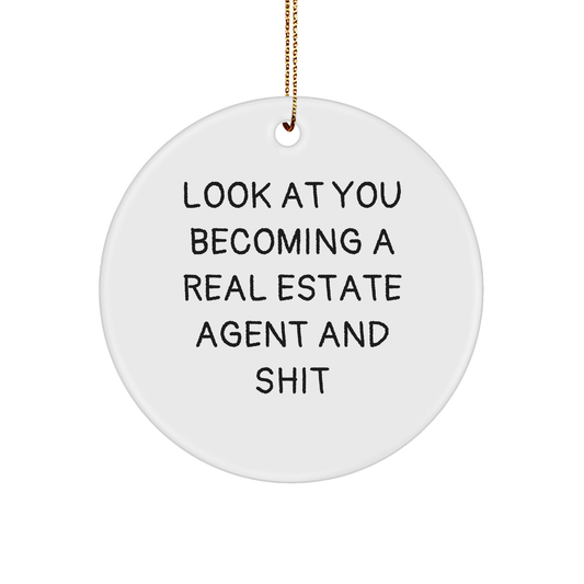 Real Estate Agent Gifts for Christmas - Funny Circle Ornament from Friends, Perfect for Men or Women - Image 1