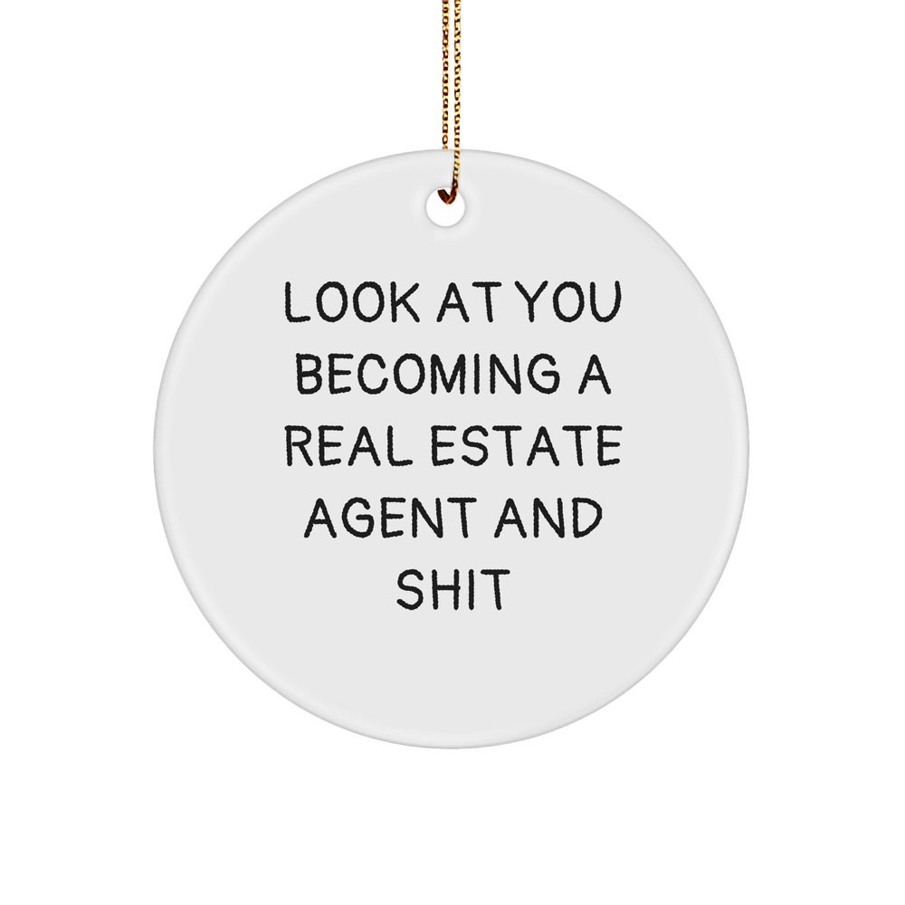 Real Estate Agent Gifts for Christmas - Funny Circle Ornament from Friends, Perfect for Men or Women - Image 1