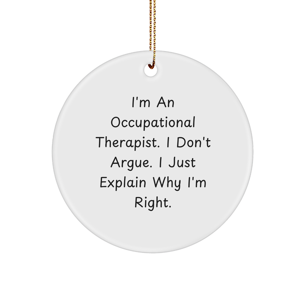 Occupational Therapist Gifts from Men, Funny Circle Ornaments for Christmas, 'I Don't Argue' Quote, Gifts for Occupational Therapist - Image 1
