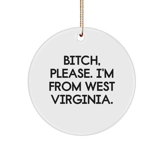West Virginia Circle Ornament Funny Gifts for West Virginians, Proudly Made in West Virginia, Unique Christmas Unique Gifts for Friends and Family from West Virginia - Image 1
