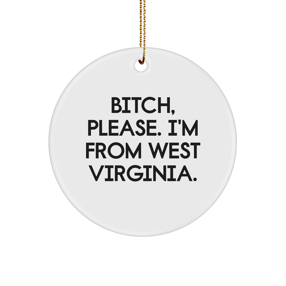 West Virginia Circle Ornament Funny Gifts for West Virginians, Proudly Made in West Virginia, Unique Christmas Unique Gifts for Friends and Family from West Virginia - Image 1