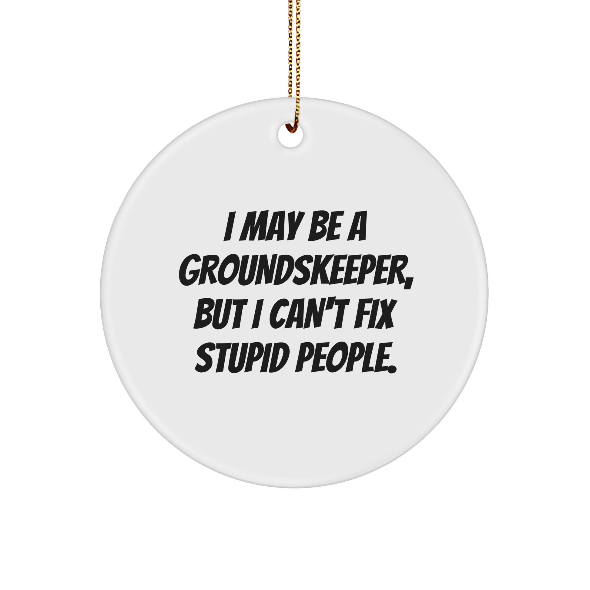 groundskeeper Gifts from Men to Friends, I May Be A groundskeeper, But I Can't Fix Stupid People, Funny Circle Ornament, Christmas Unique Gifts - Image 1