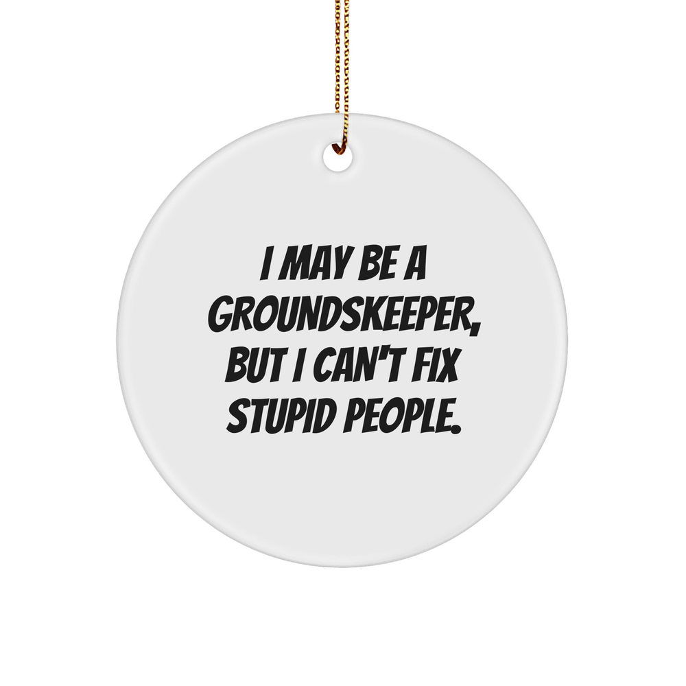 groundskeeper Gifts from Men to Friends, I May Be A groundskeeper, But I Can't Fix Stupid People, Funny Circle Ornament, Christmas Unique Gifts - Image 1